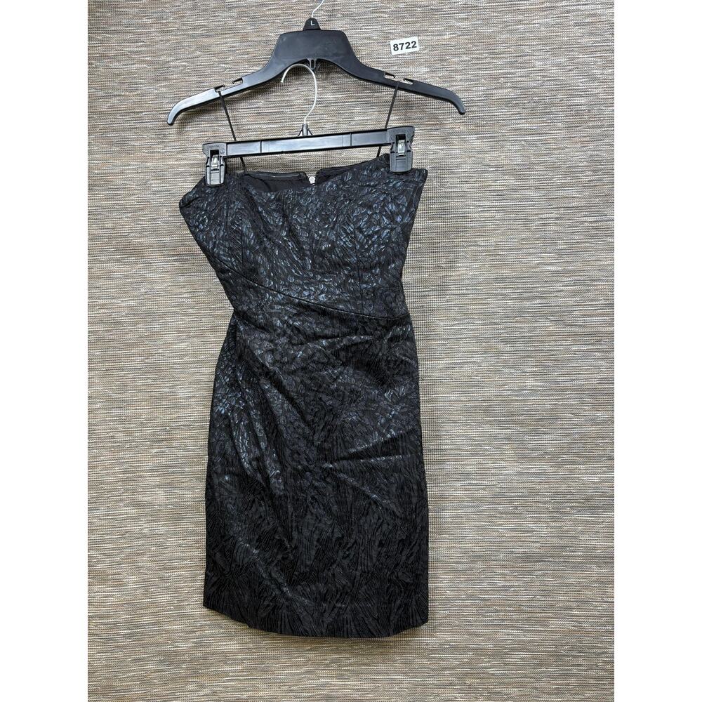 Nicole Miller Dress Womens 4 Black Jacquard Strapless Sweetheart Bodycon Short